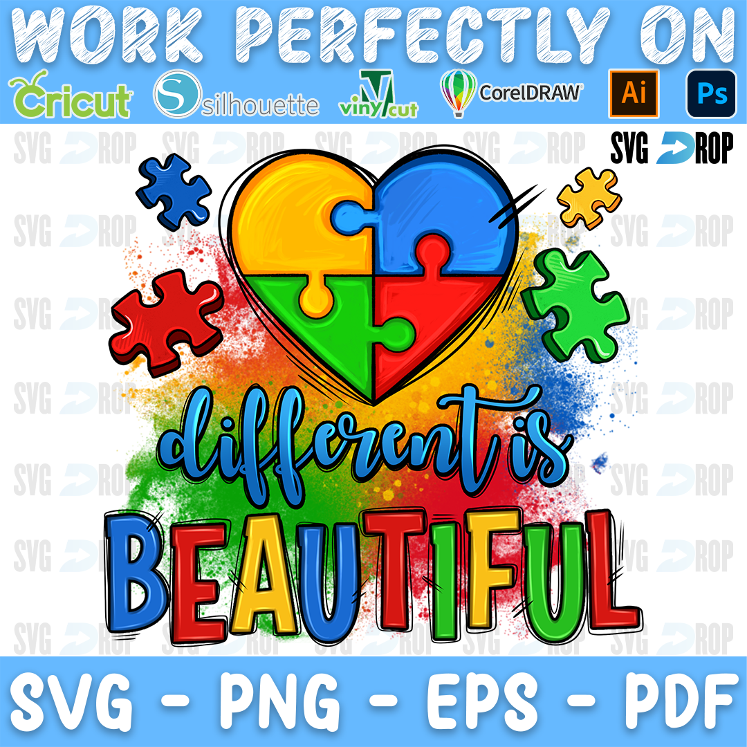 Different is Beautiful Autism PNG