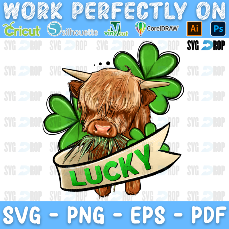 Lucky Long Haired Cow PNG