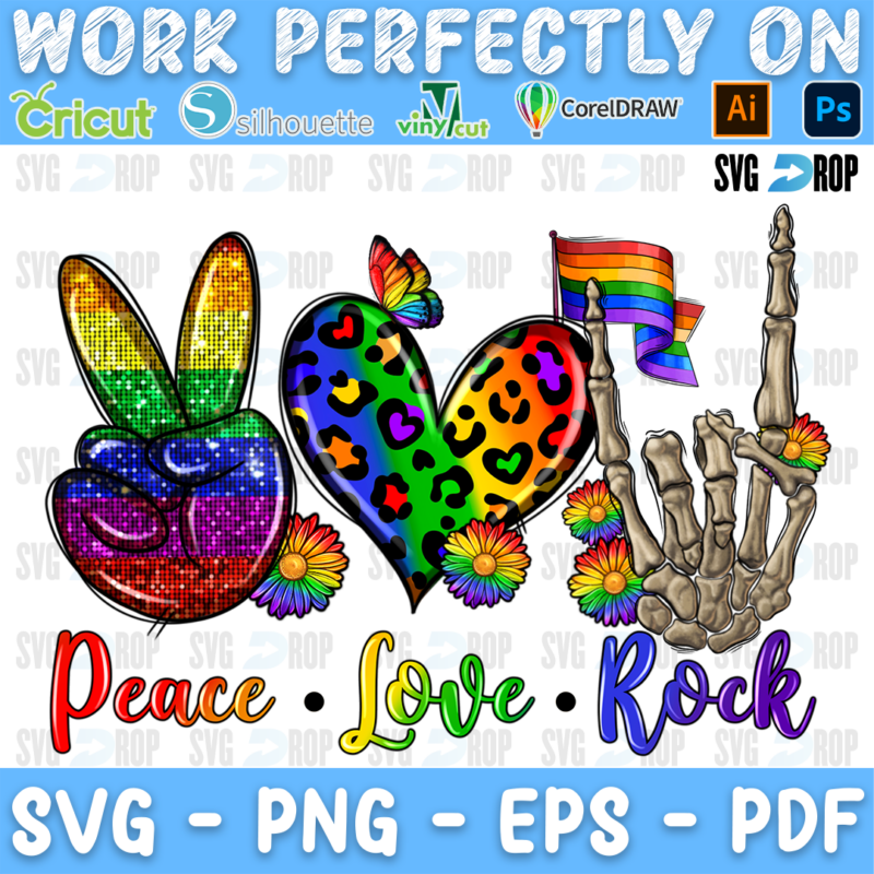 Peace Love Rock PNG