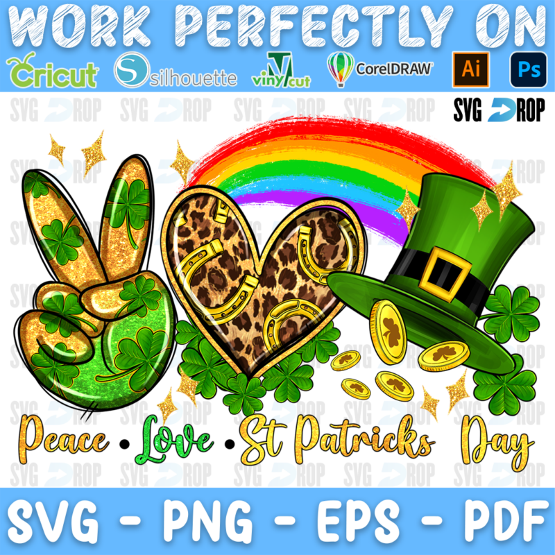 Peace Love St Patricks Day PNG