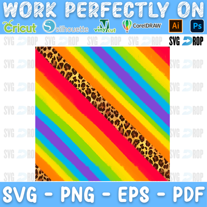 Rainbow Leopard Seamless Pattern PNG