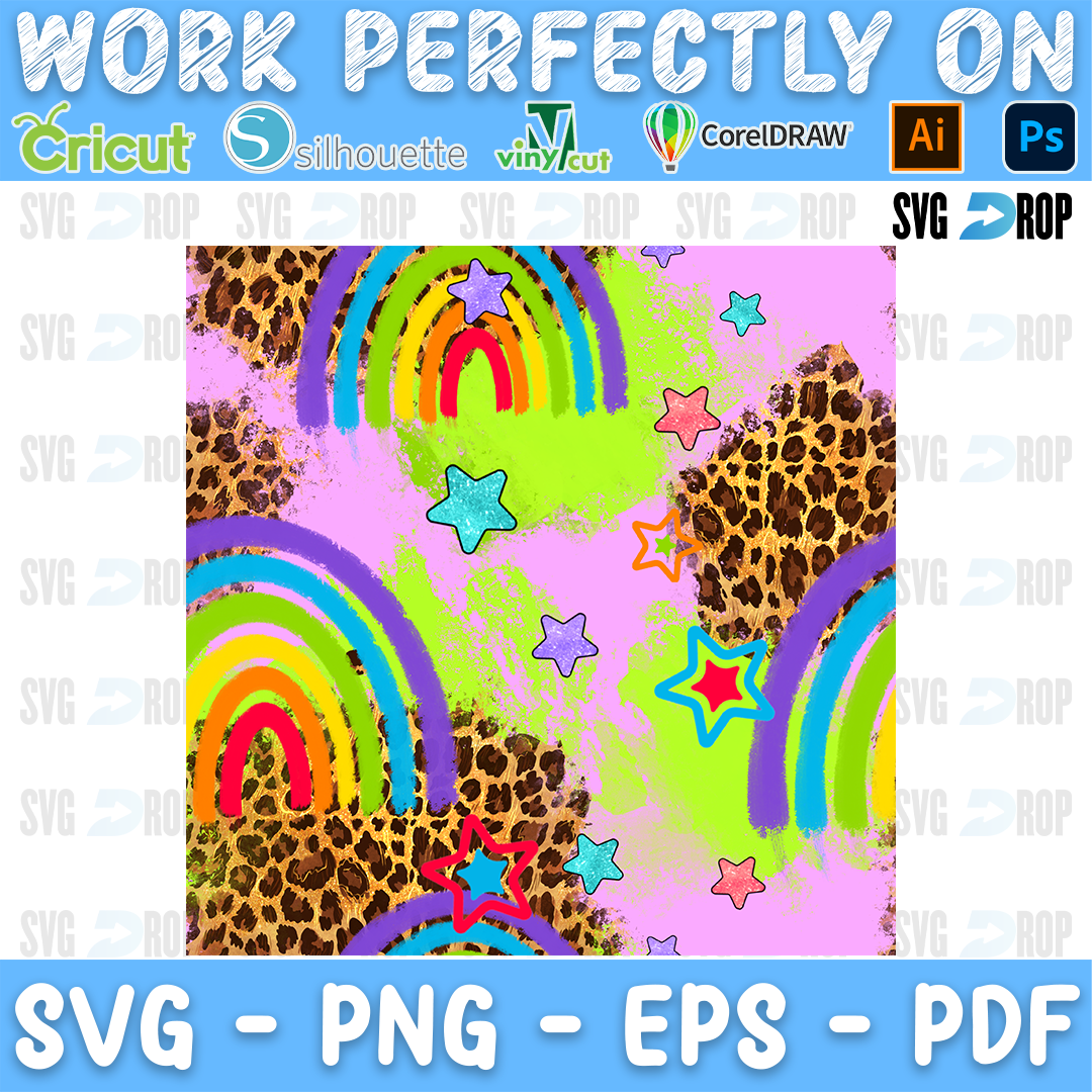 Rainbow Leopard Seamless Pattern PNG