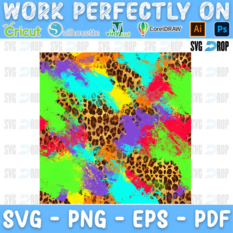 Rainbow Leopard Seamless Pattern PNG
