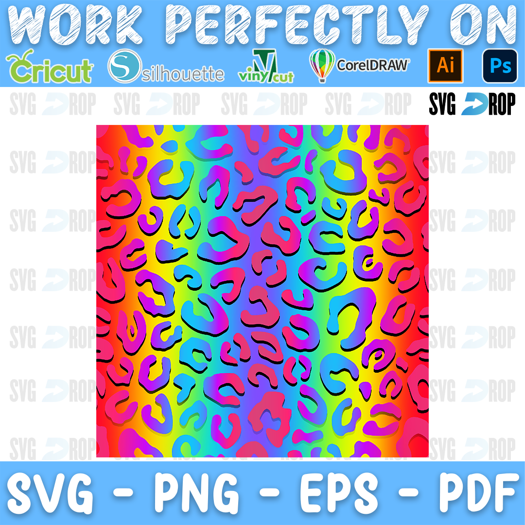 Rainbow Leopard Seamless Pattern PNG