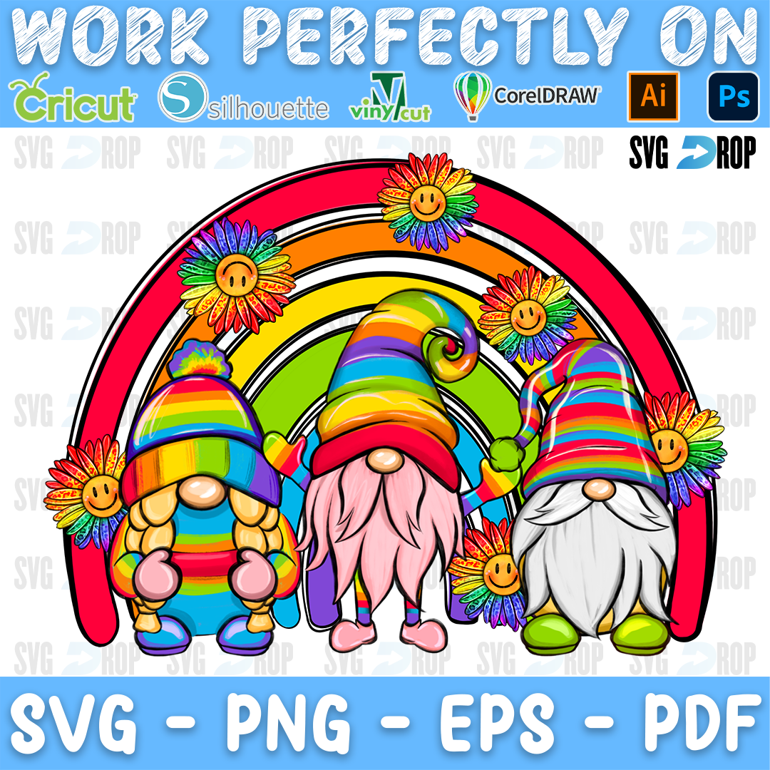 Rainbow Pride Gnomes PNG