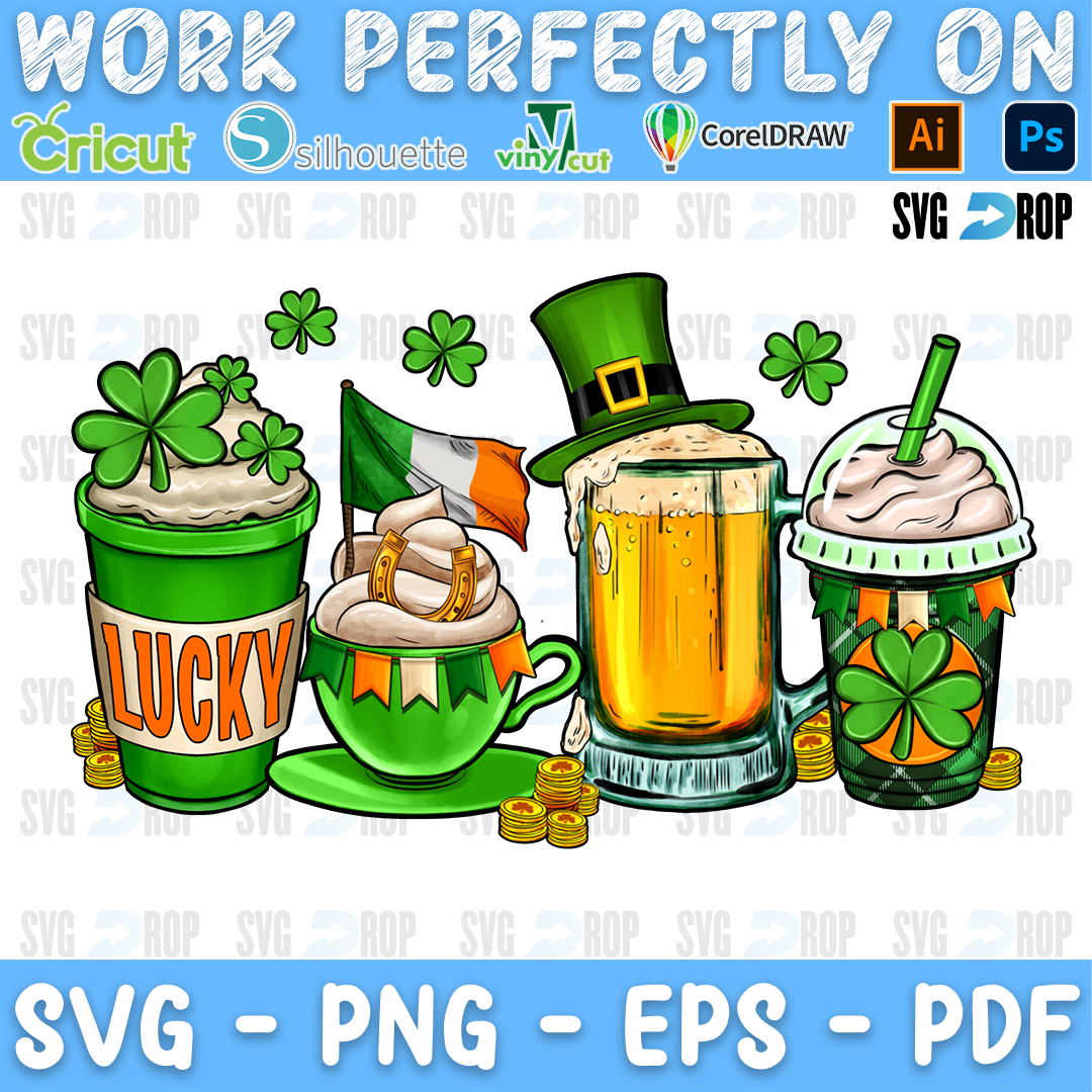 St Patricks Day Coffee Cups PNG