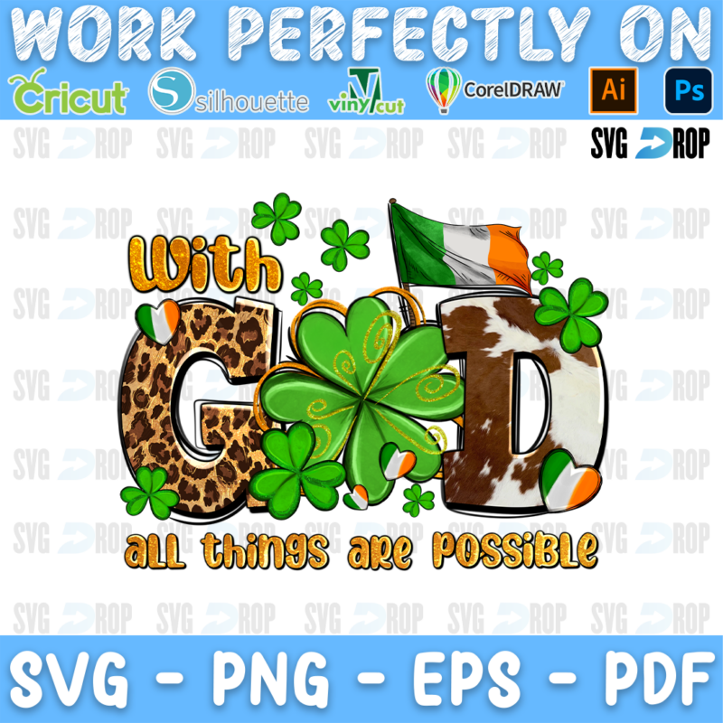 With God All Things Are Possible Shamrock PNG