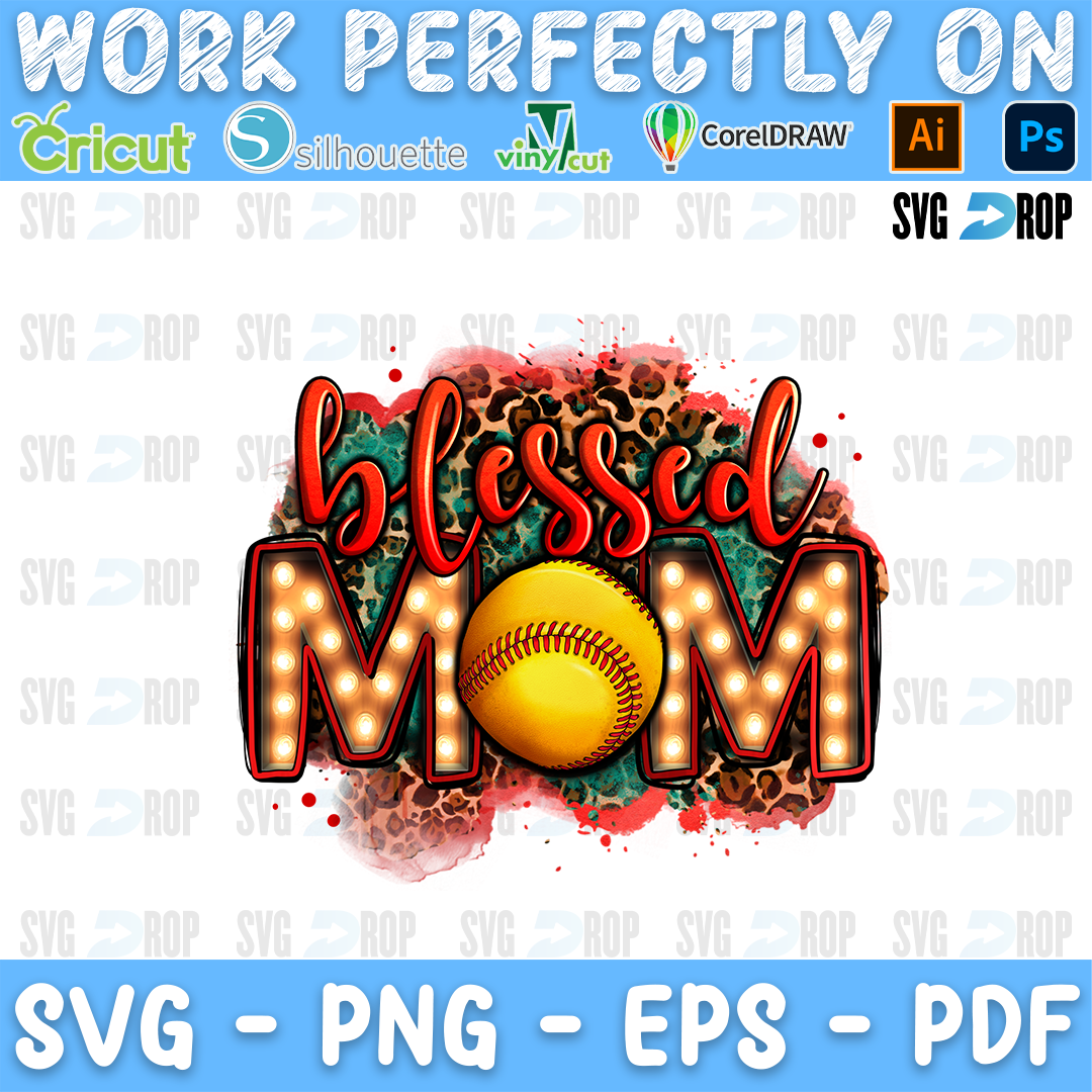 Blessed Softball Mom sublimation PNG
