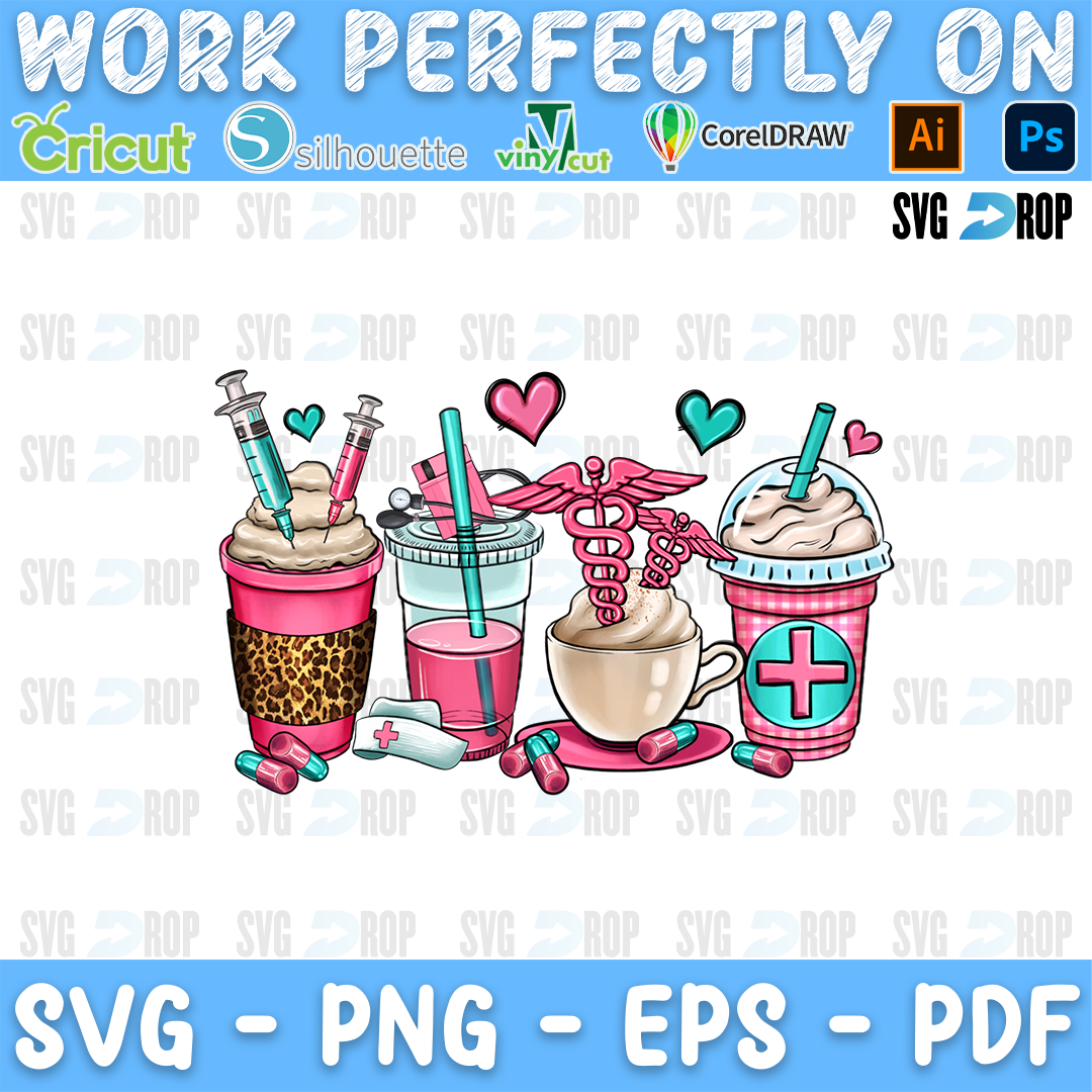 Nurse Coffee Cups PNG