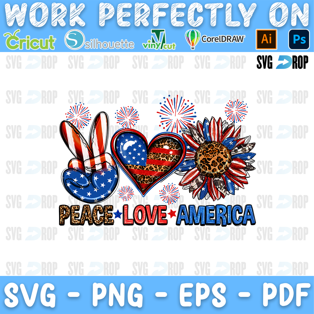 Peace Love America PNG