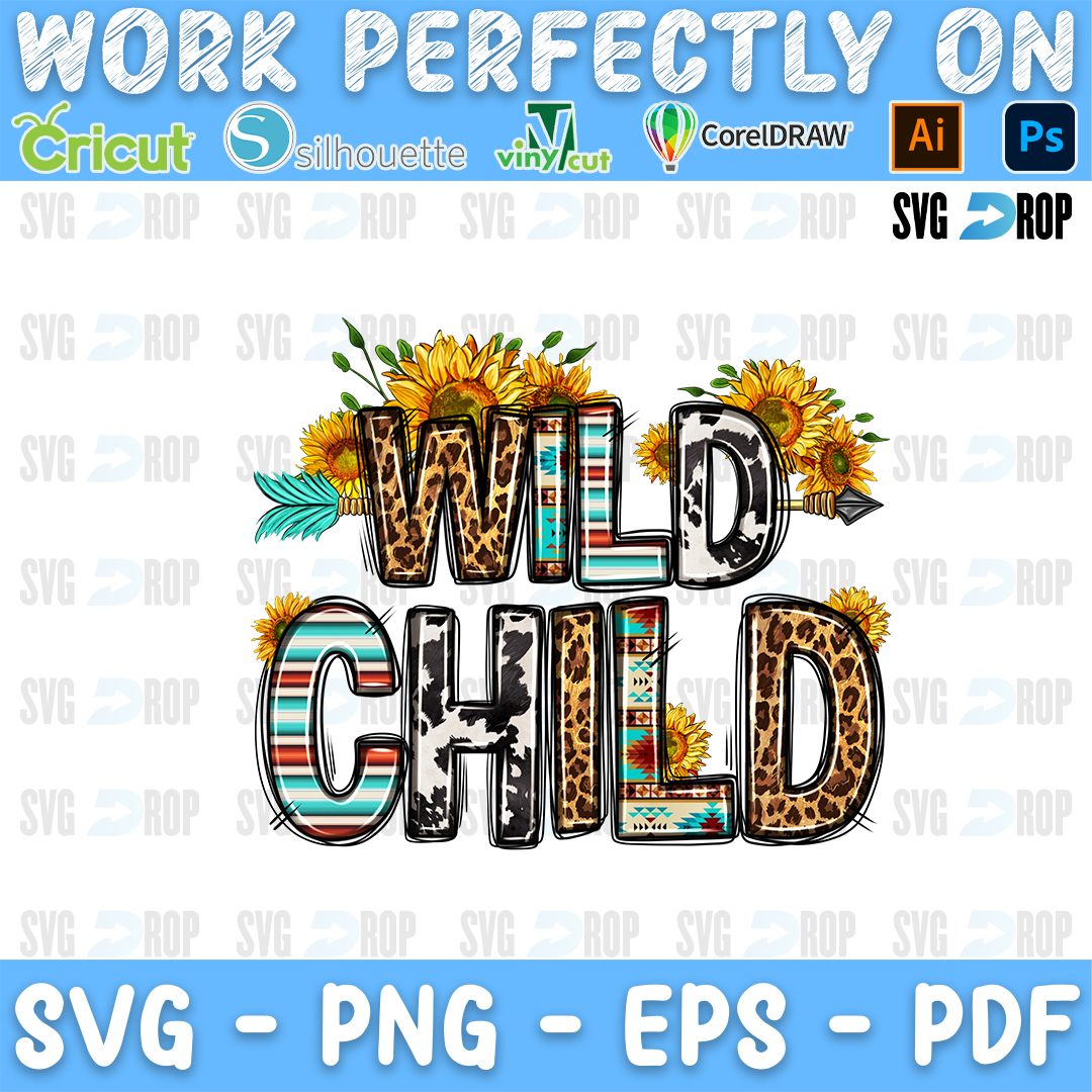 Wild Child Serape Leopard Sunflower PNG