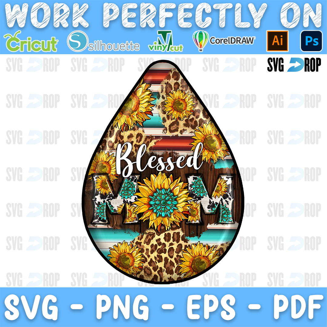 Blessed Mom Teardrop PNG