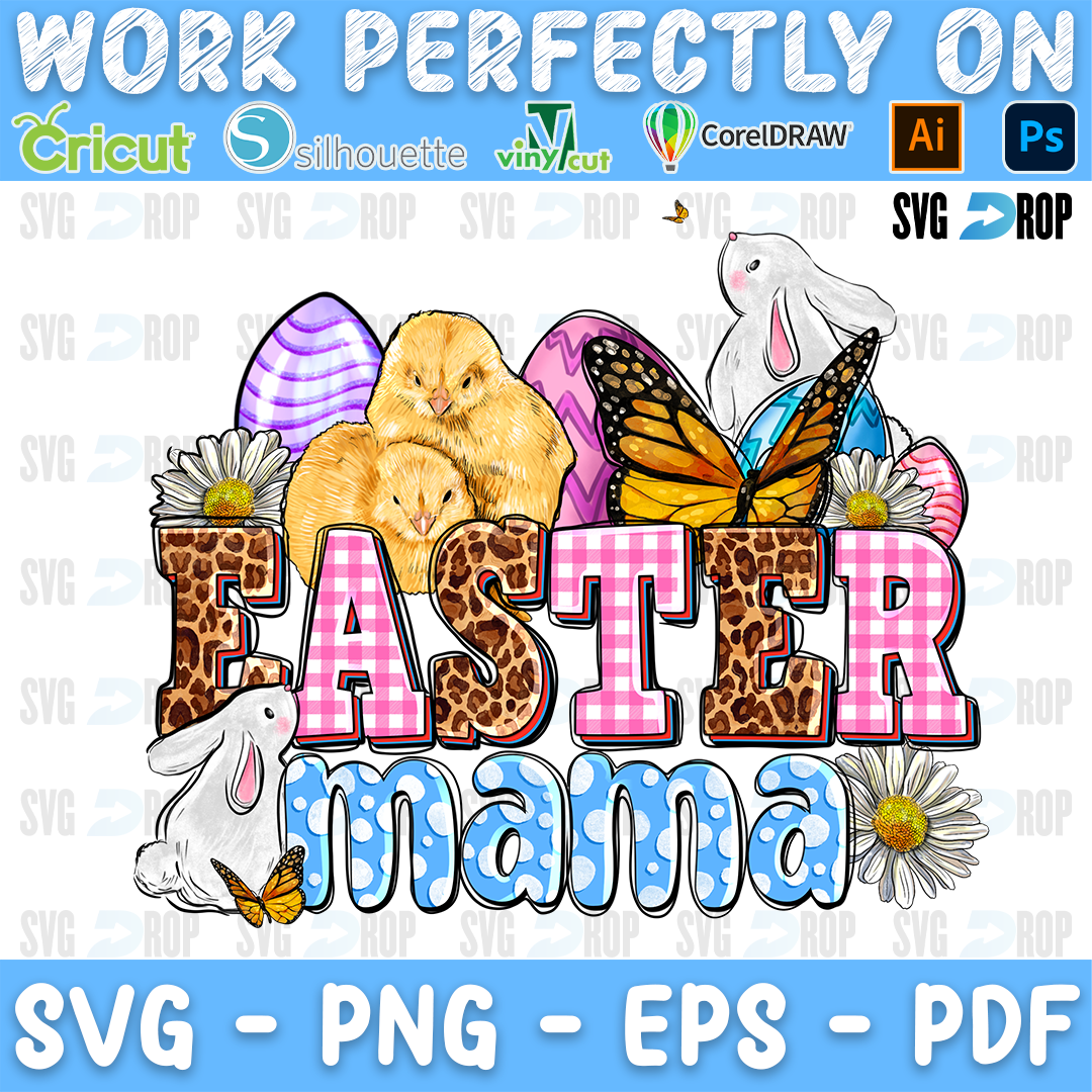 Easter Mama Chicks and Butterfly PNG
