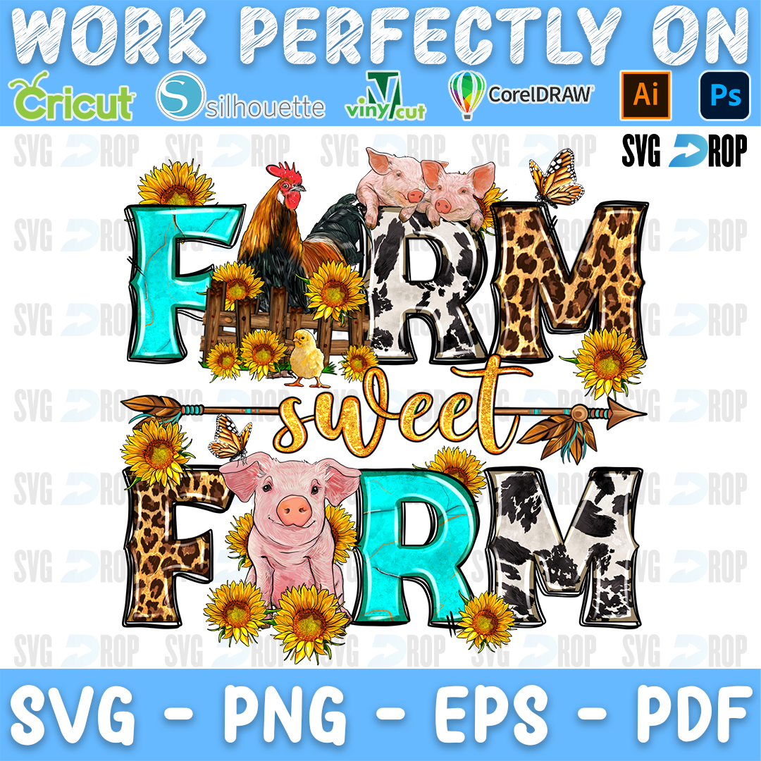 Farm Sweet Farm Western sublimation PNG