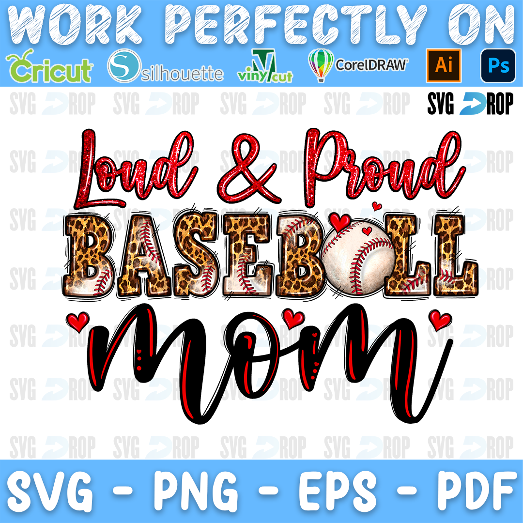 Loud And Proud Baseball Mom PNG