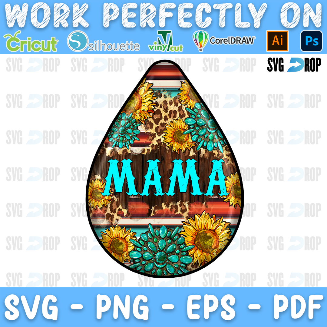 Mama Teardrop Serape and Turquoise PNG