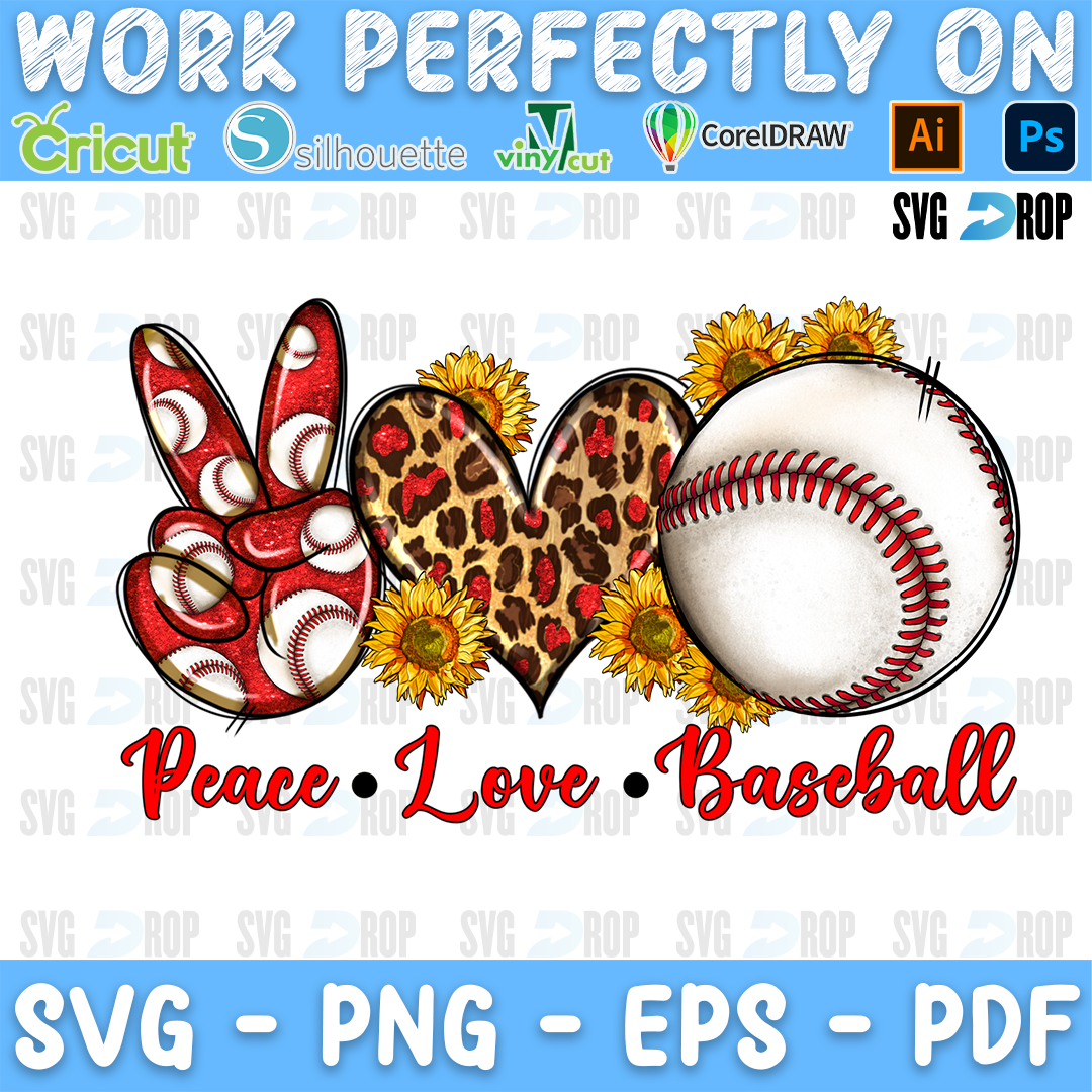 Peace Love Baseball PNG
