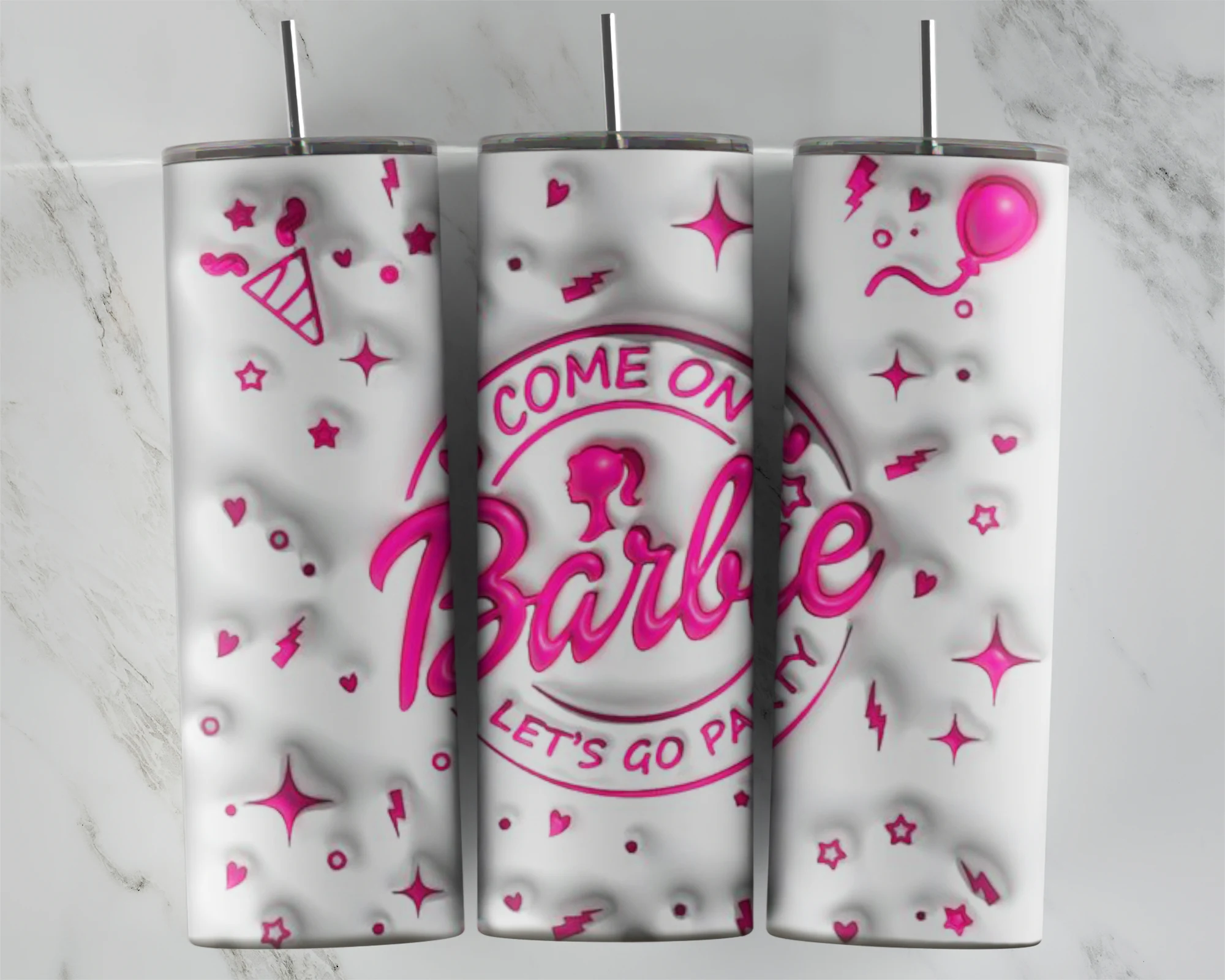 3D 3D Inflated Barbie 20 oz tumbler sublimation wrap