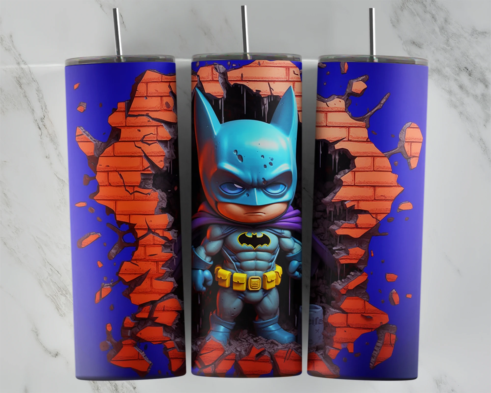 3D 3D Inflated Batman 2 20 oz tumbler sublimation wrap