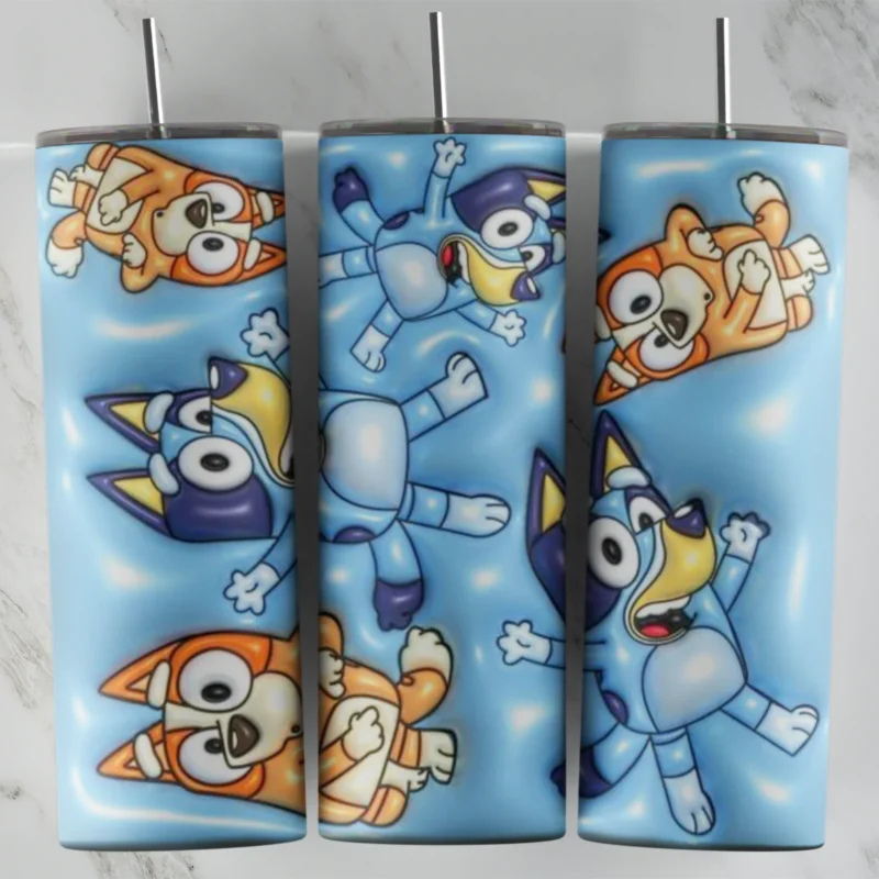3D 3D Inflated Bluey 20 oz tumbler sublimation wrap
