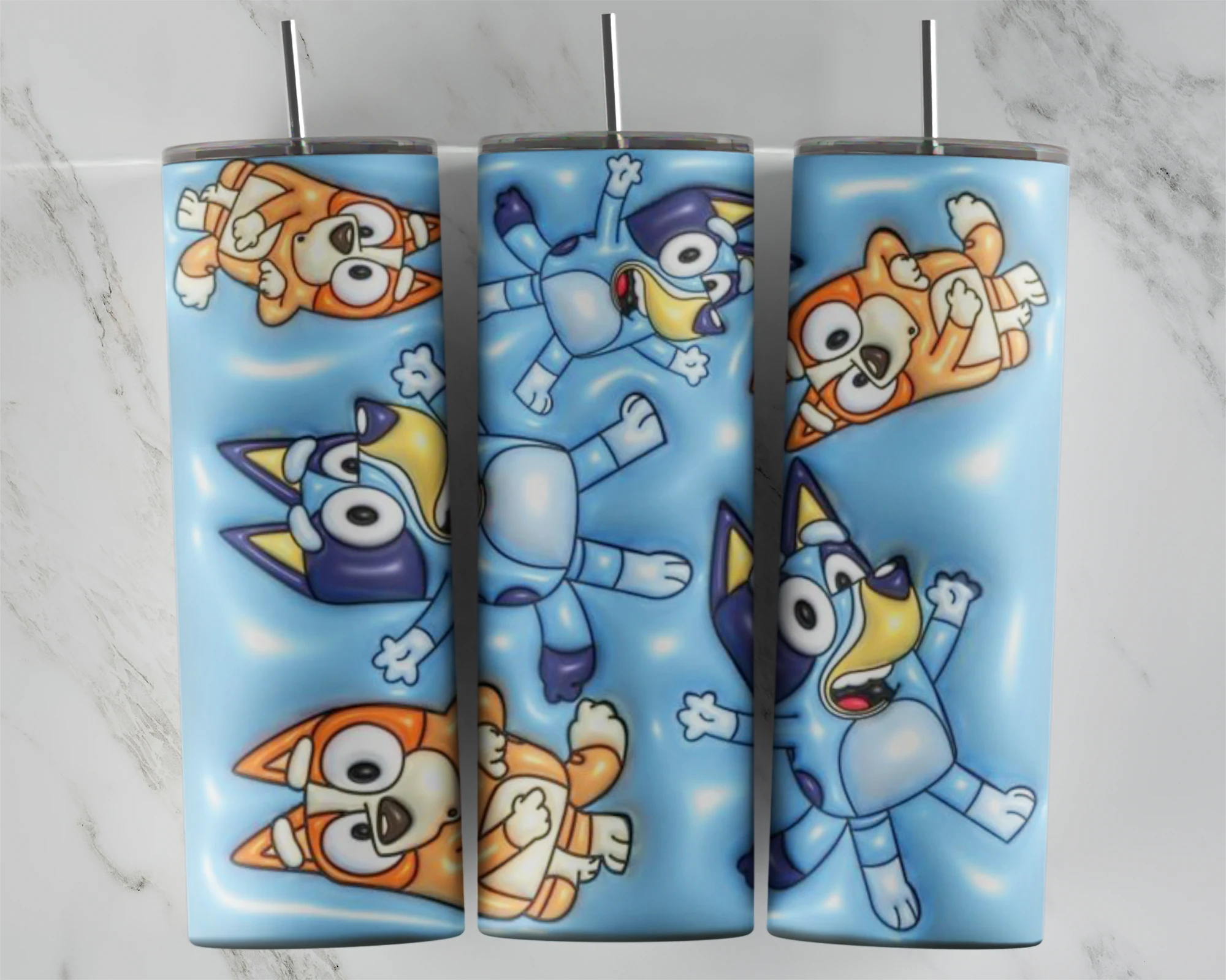 3D 3D Inflated Bluey 20 oz tumbler sublimation wrap