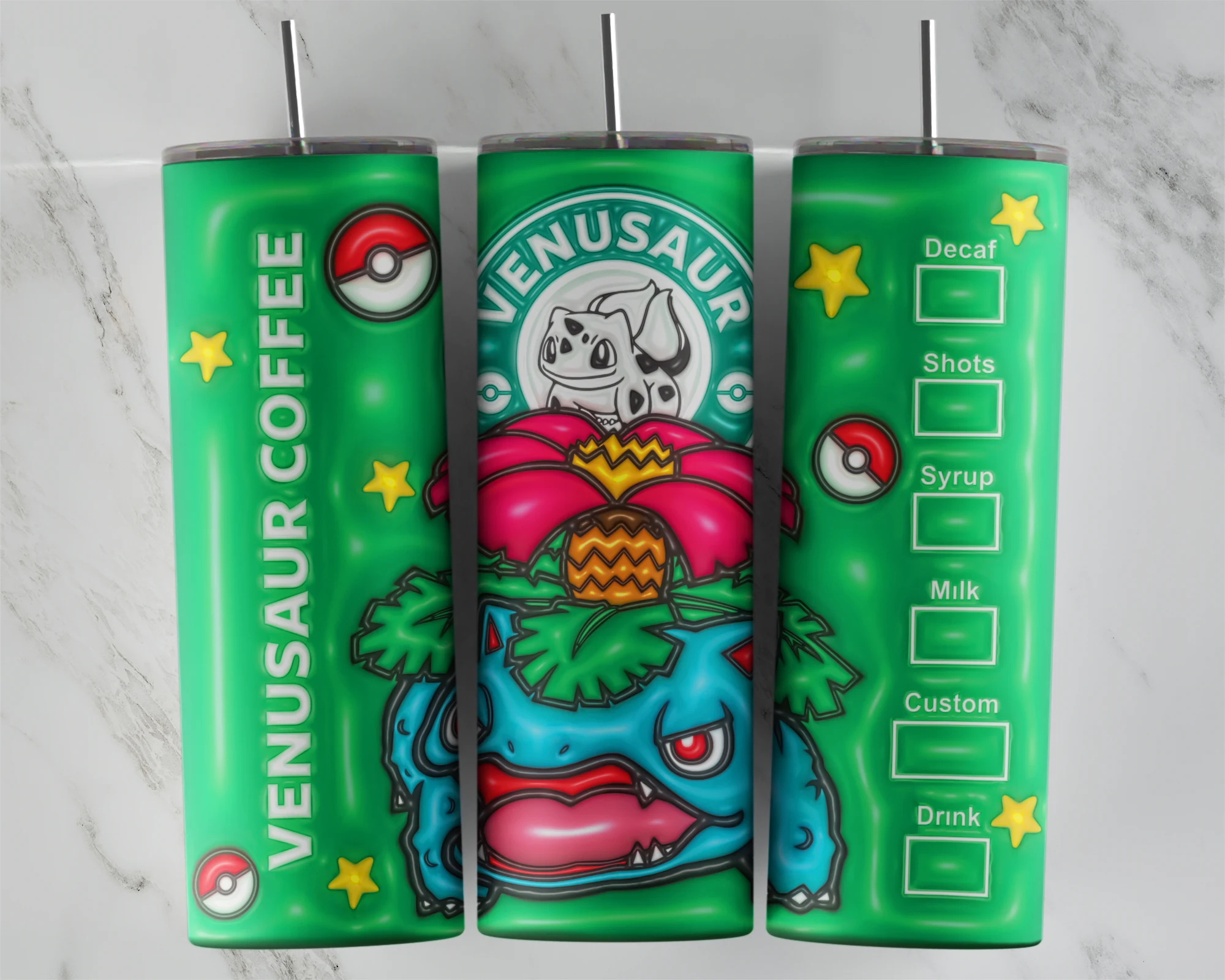 3D 3D Inflated Pokemon 7 20 oz tumbler sublimation wrap