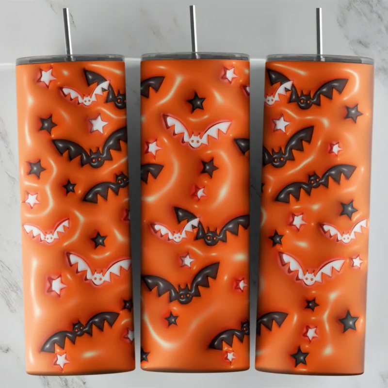 3D Inflated Bat 20 oz tumbler sublimation wrap