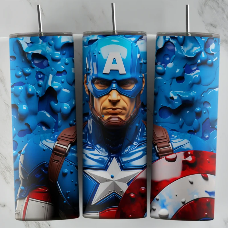 3D Inflated Captain America 2 20 oz tumbler sublimation wrap