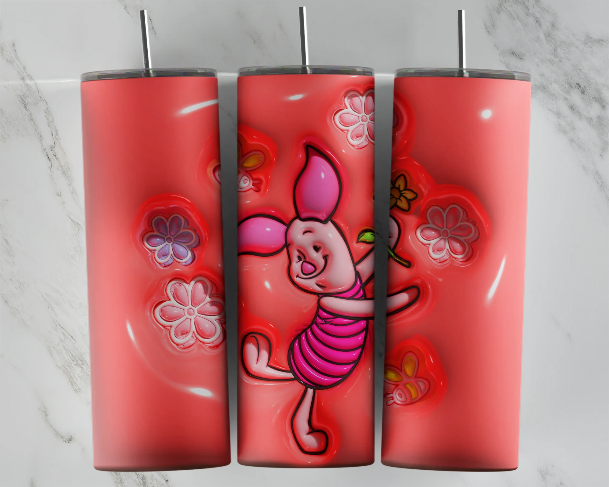 3D Inflated Cartoon 3 20 oz tumbler sublimation wrap