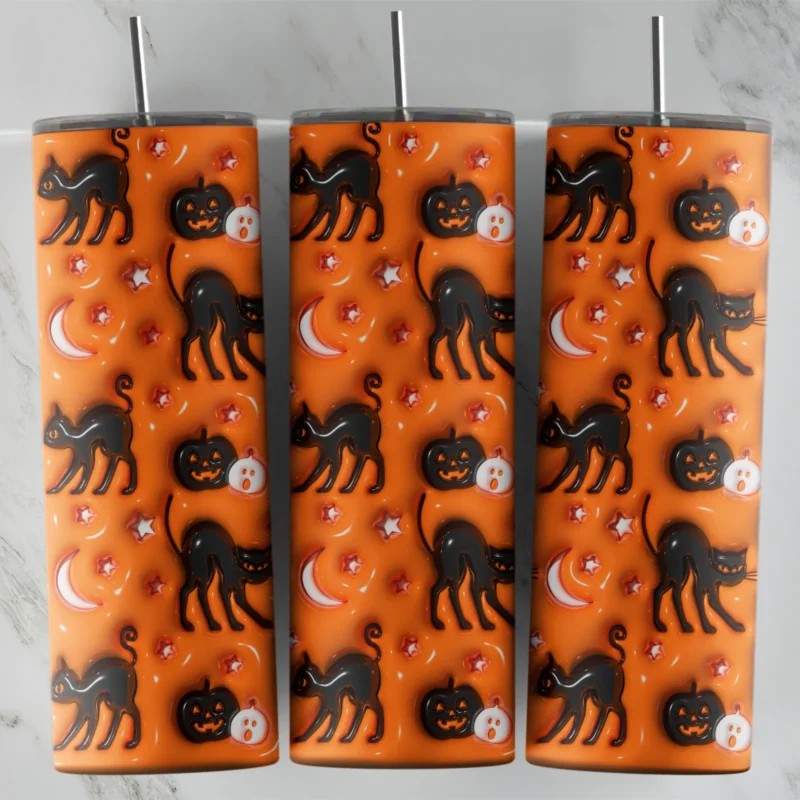 3D Inflated Cat 2 20 oz tumbler sublimation wrap
