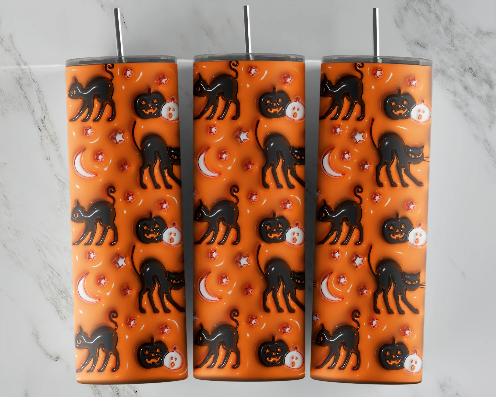 3D Inflated Cat 2 20 oz tumbler sublimation wrap