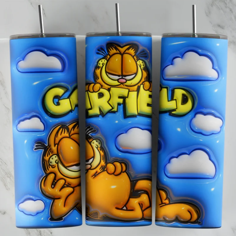 3D Inflated Garfield 20 oz tumbler sublimation wrap