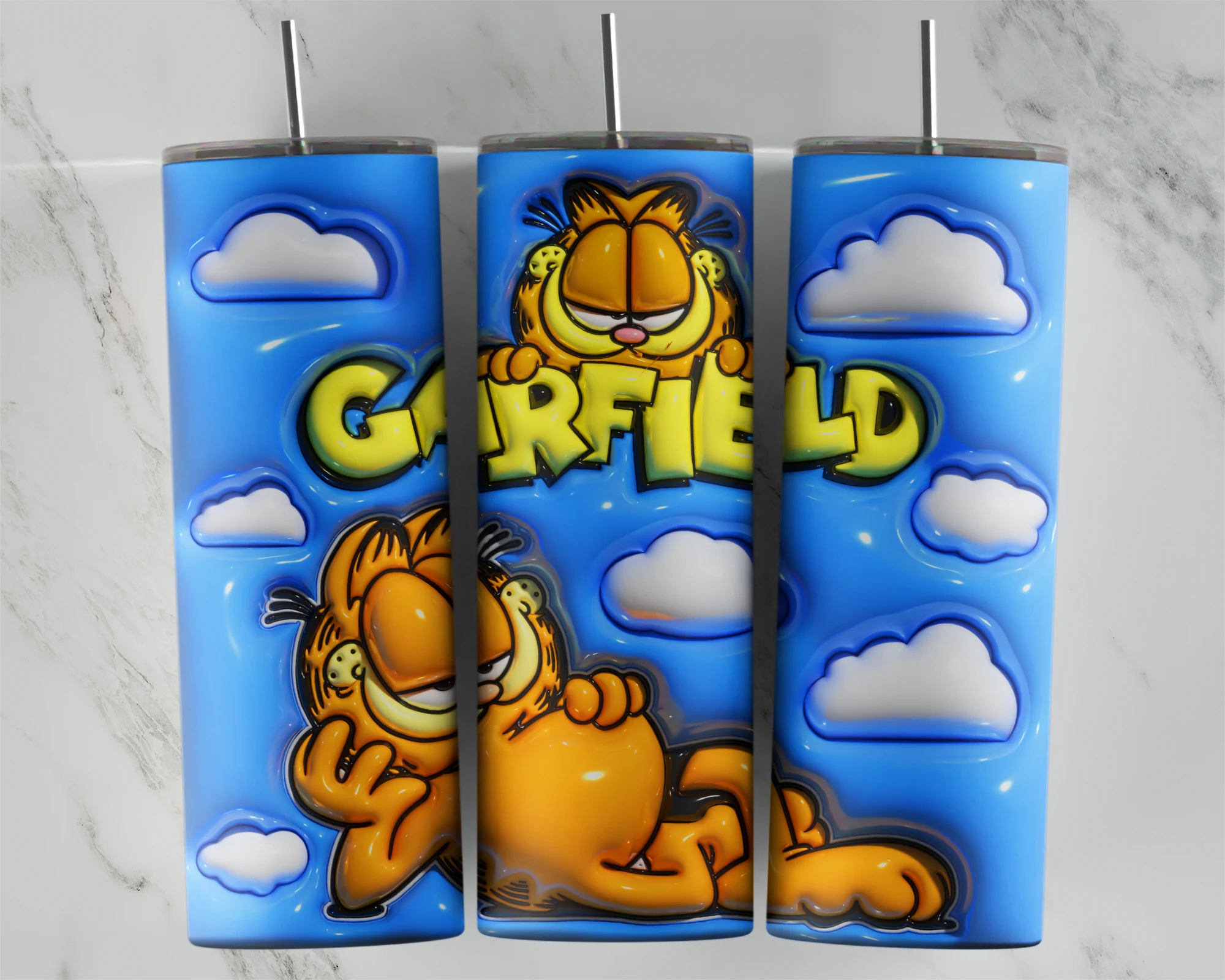 3D Inflated Garfield 20 oz tumbler sublimation wrap