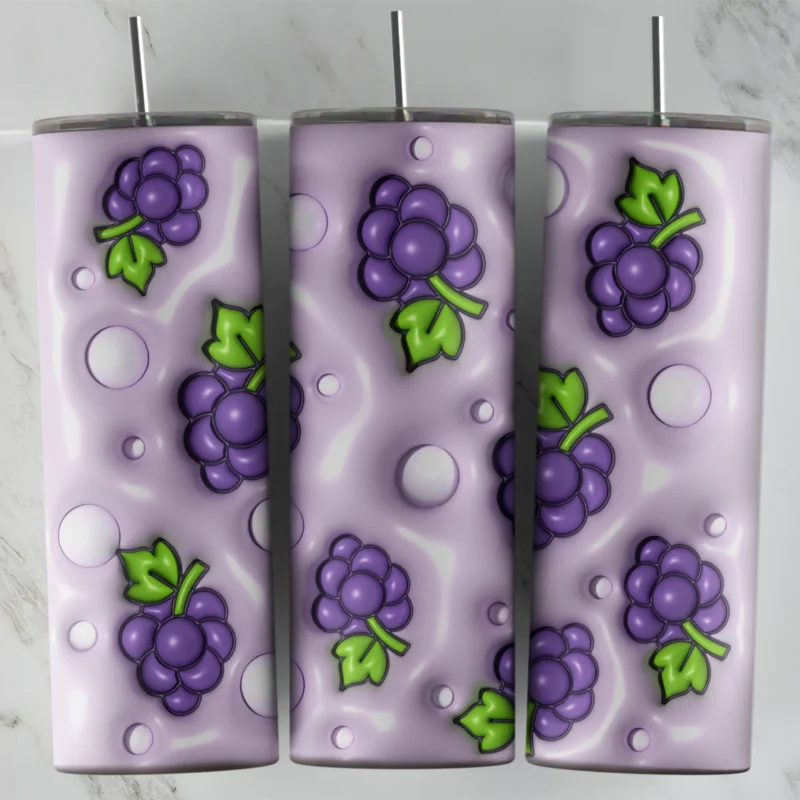 3D Inflated Grape 20 oz tumbler sublimation wrap