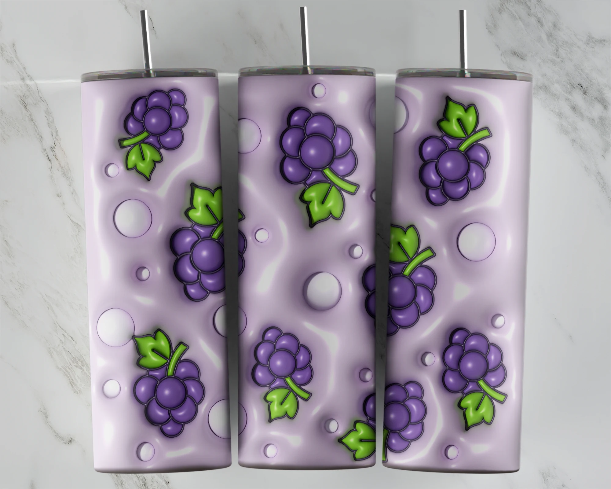 3D Inflated Grape 20 oz tumbler sublimation wrap