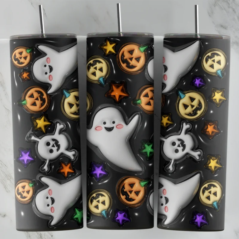 3D Inflated Halloween 2 20 oz tumbler sublimation wrap