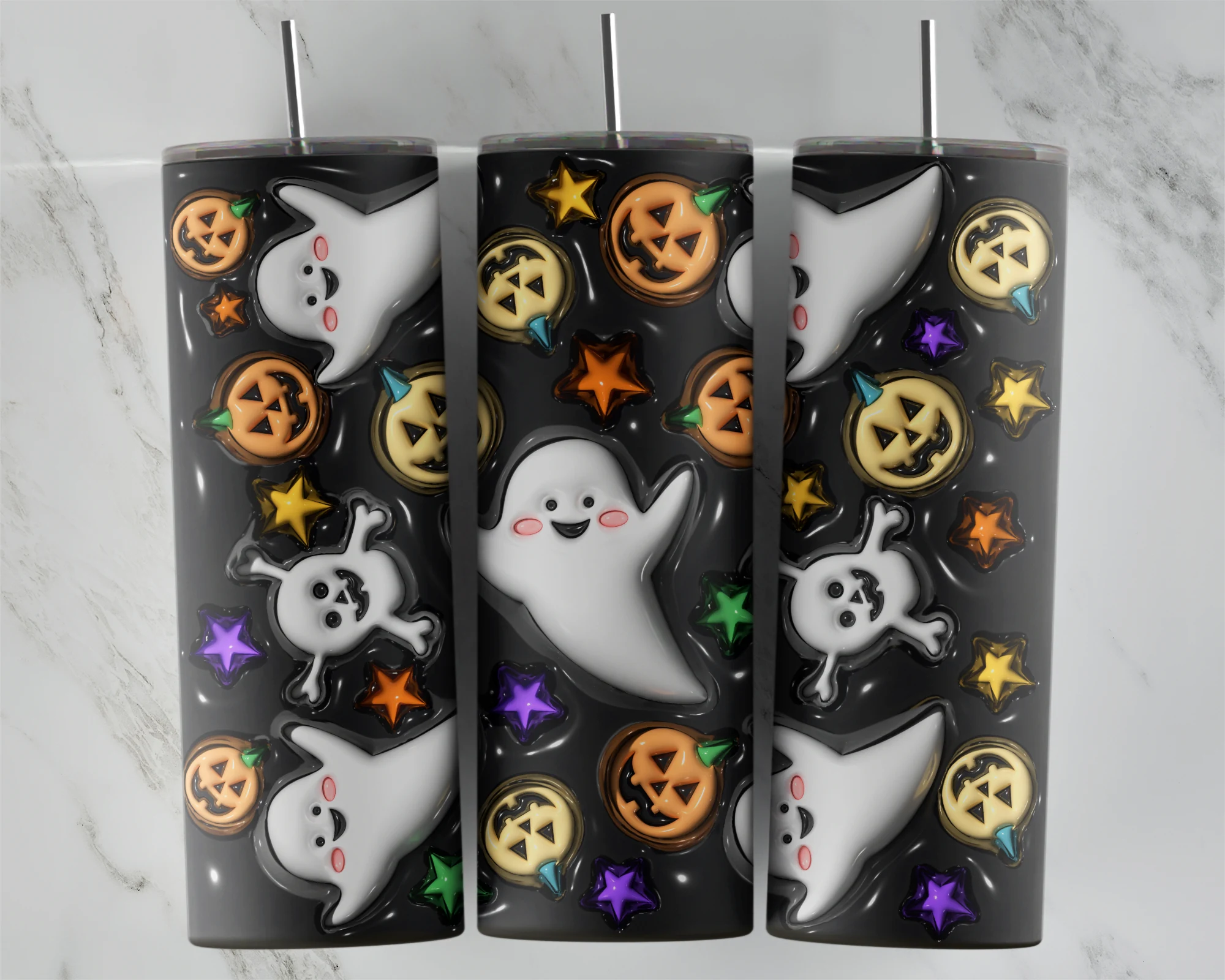 3D Inflated Halloween 2 20 oz tumbler sublimation wrap