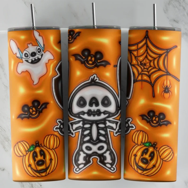 3D Inflated Halloween Lilo 20 oz tumbler sublimation wrap