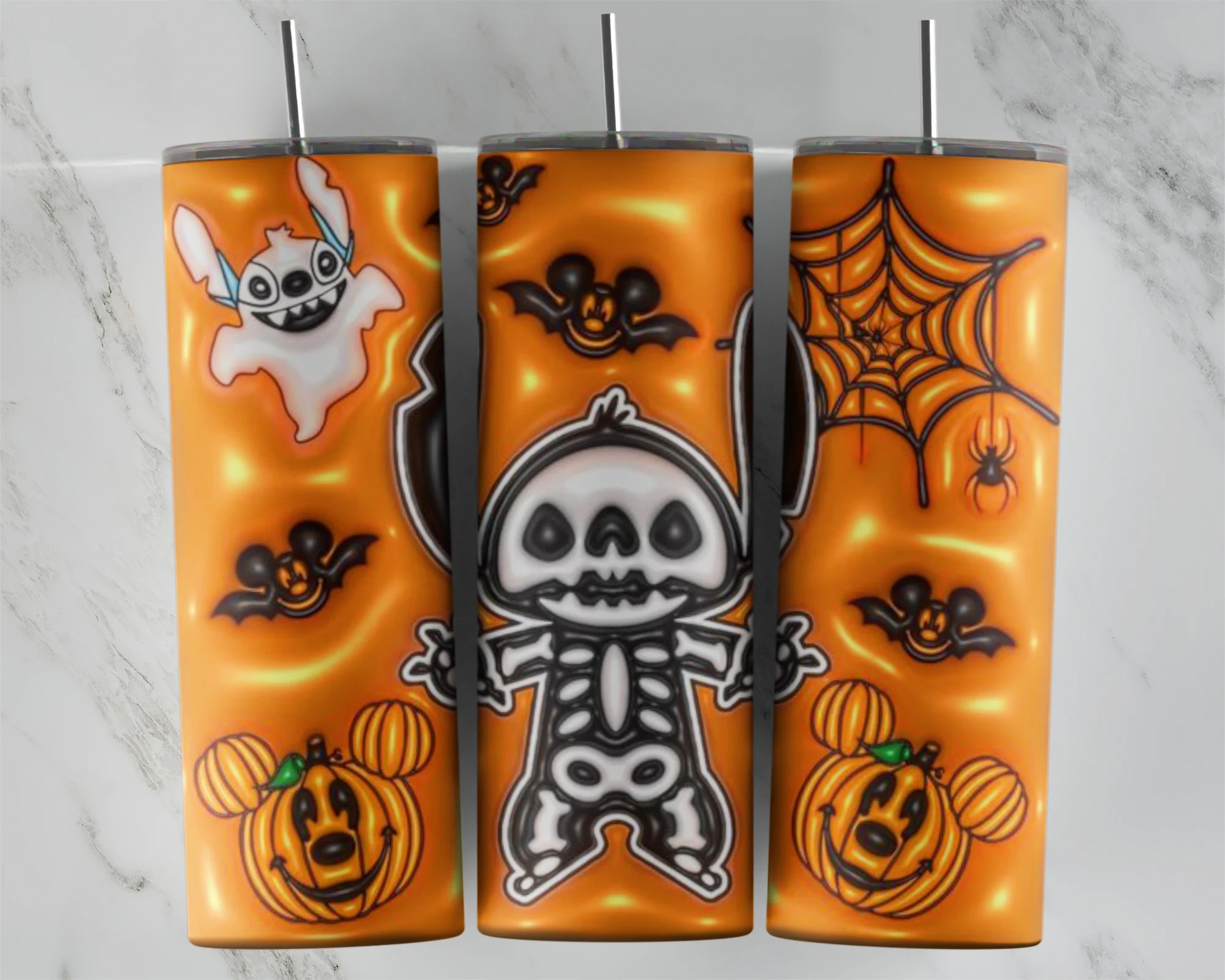 3D Inflated Halloween Lilo 20 oz tumbler sublimation wrap