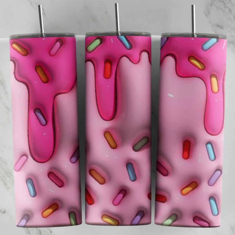 3D Inflated Ice Cream 20 oz tumbler sublimation wrap