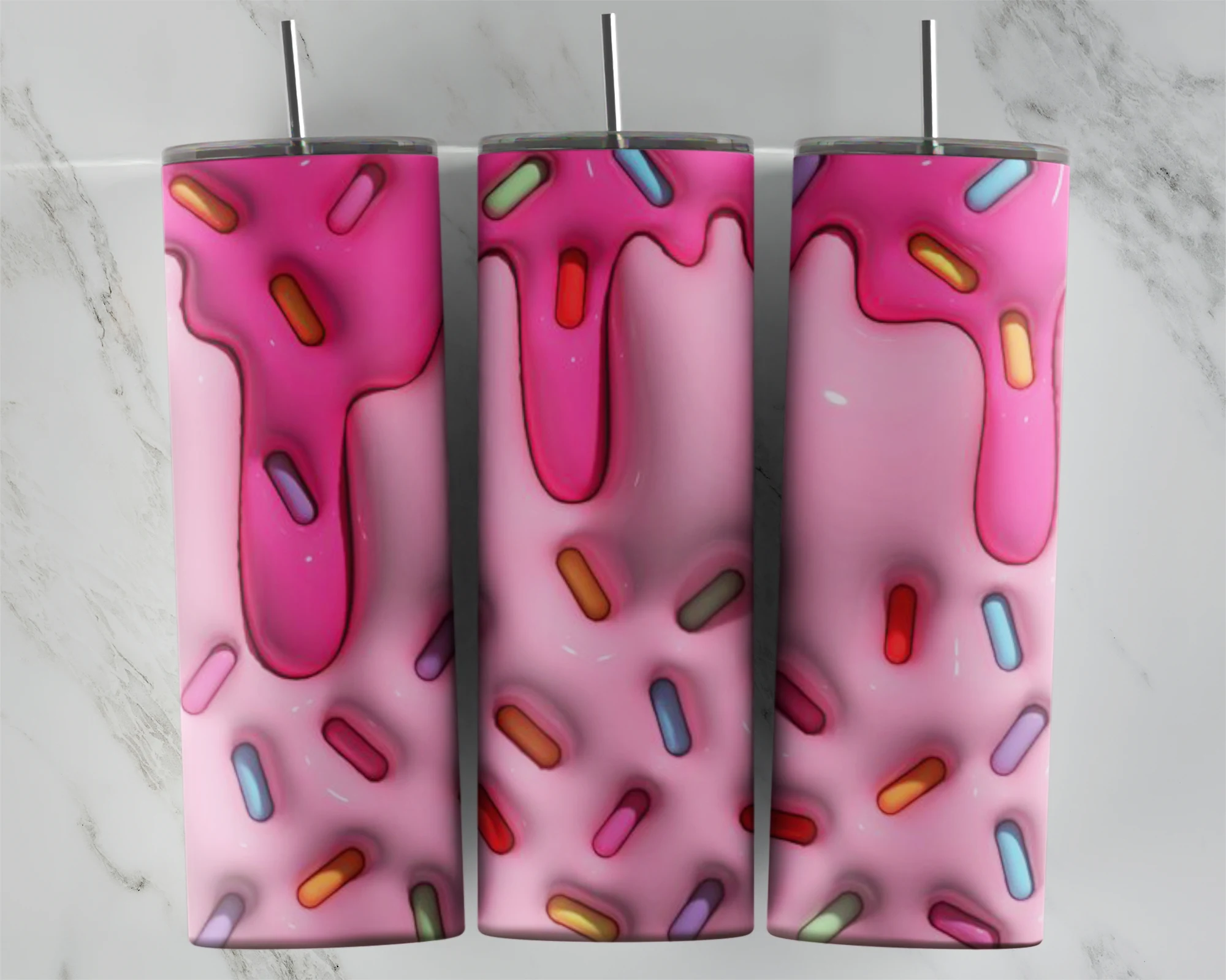 3D Inflated Ice Cream 20 oz tumbler sublimation wrap