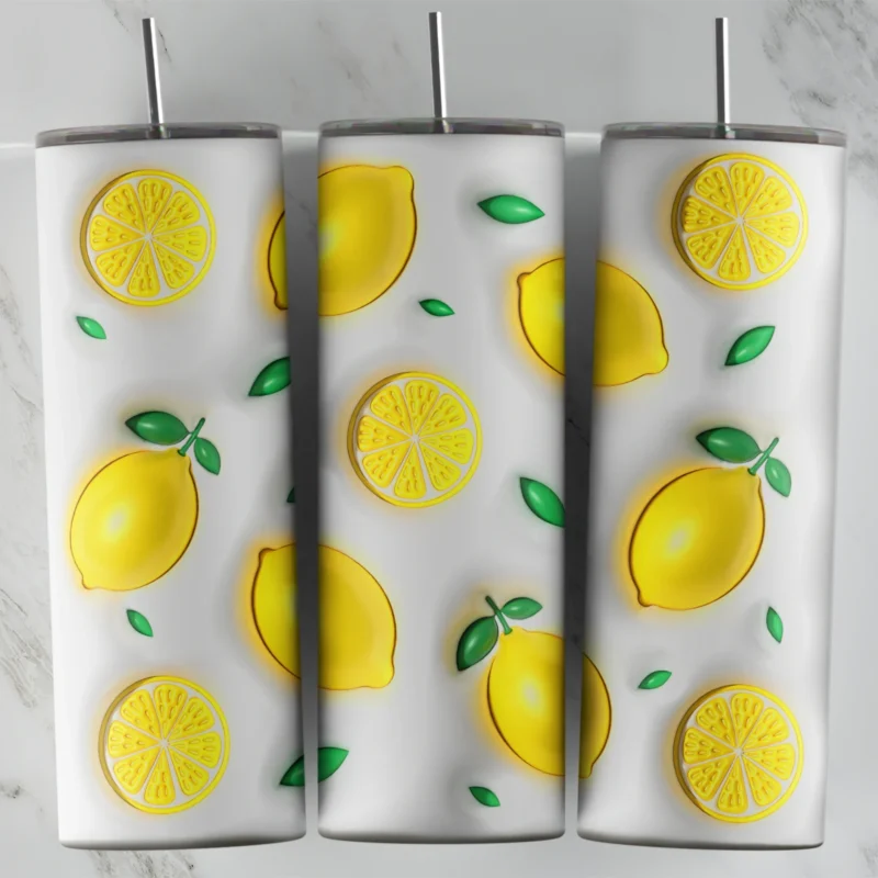 3D Inflated Lemon 20 oz tumbler sublimation wrap