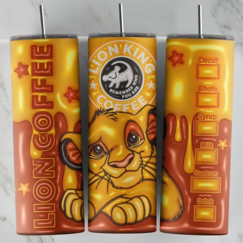 3D Inflated Lion King 20 oz tumbler sublimation wrap