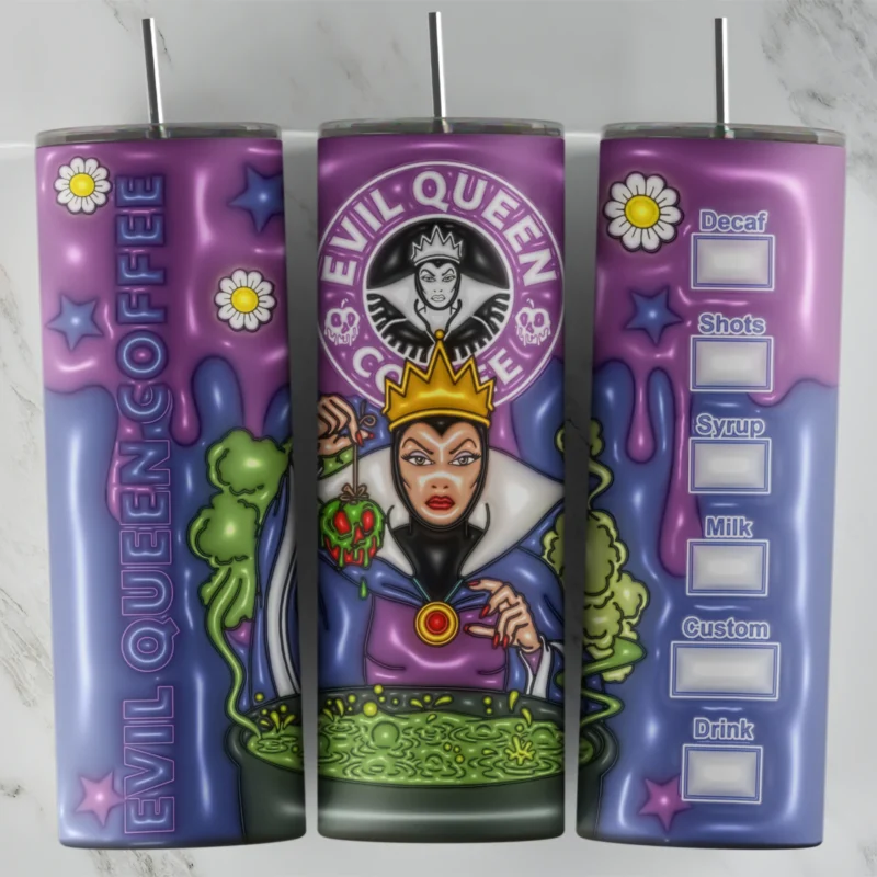 3D Inflated Maleficent 20 oz tumbler sublimation wrap