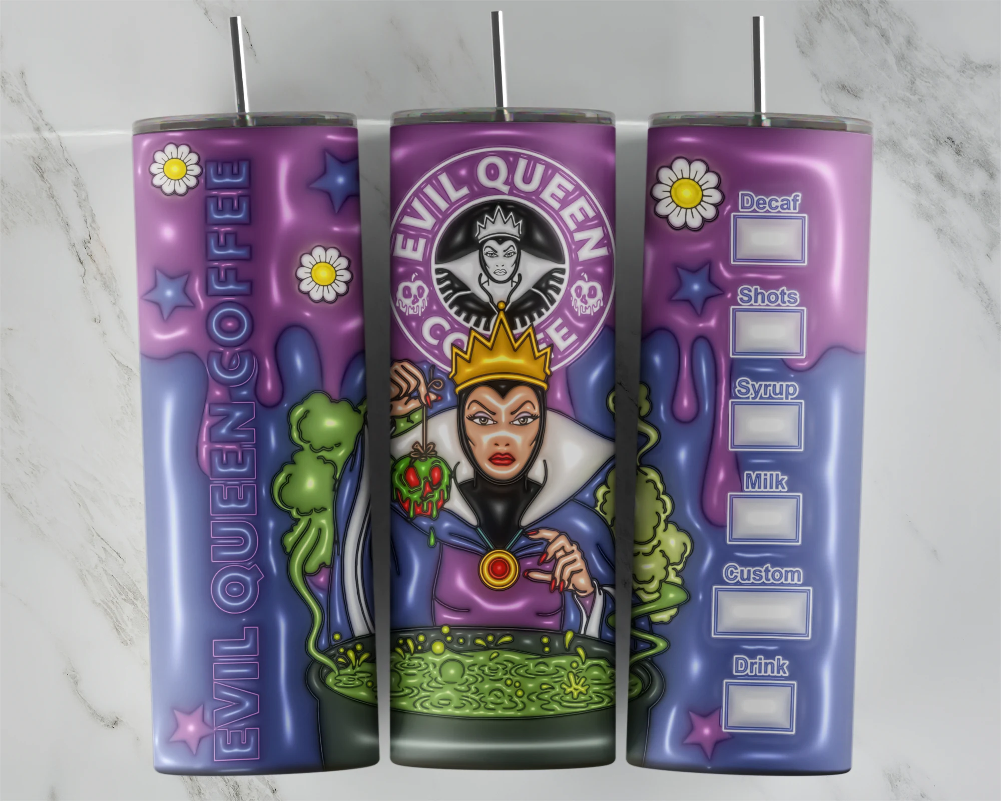 3D Inflated Maleficent 20 oz tumbler sublimation wrap