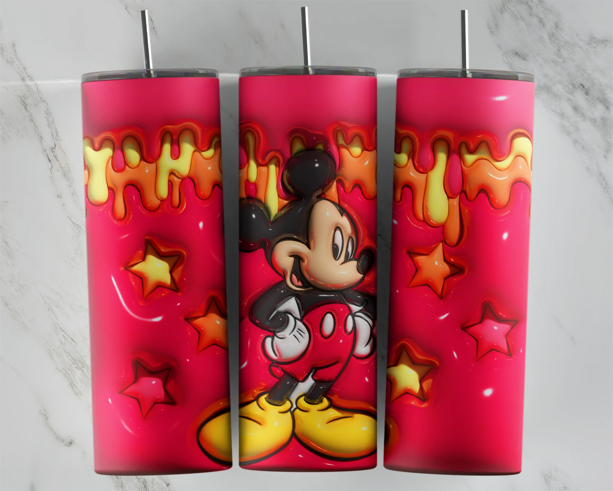 3D Inflated Mickey 5 20 oz tumbler sublimation wrap