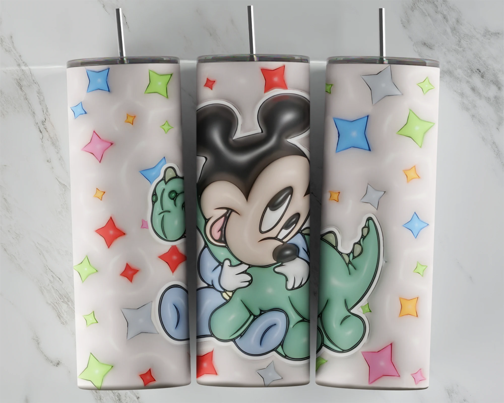 3D Inflated Mickey Mouse 3 20 oz tumbler sublimation wrap
