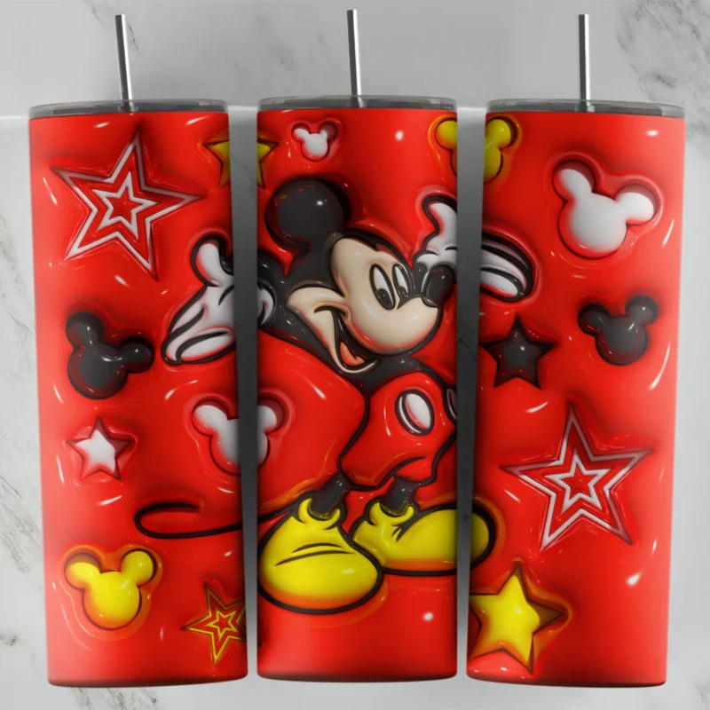 3D Inflated Mickey Mouse 5 20 oz tumbler sublimation wrap