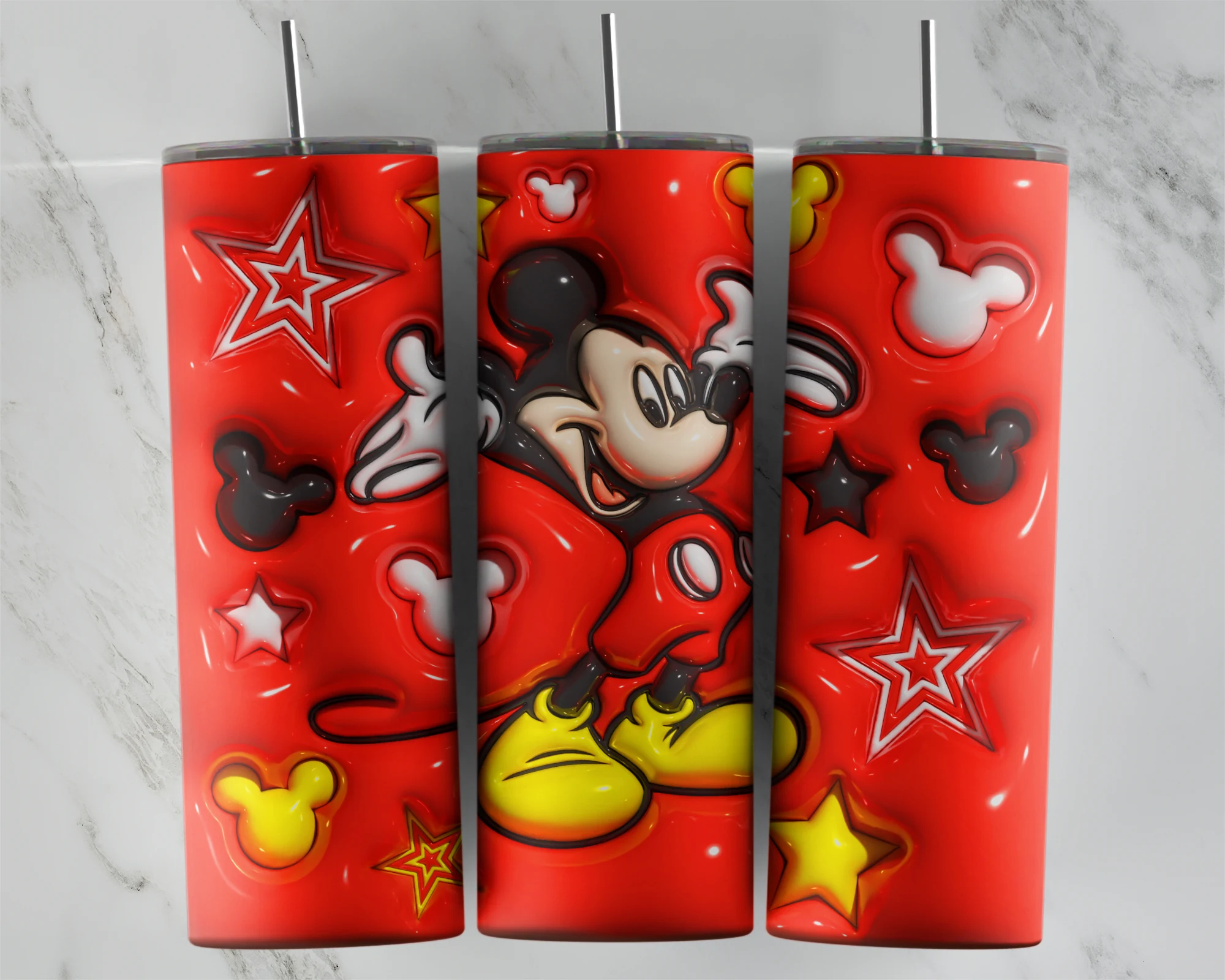3D Inflated Mickey Mouse 5 20 oz tumbler sublimation wrap