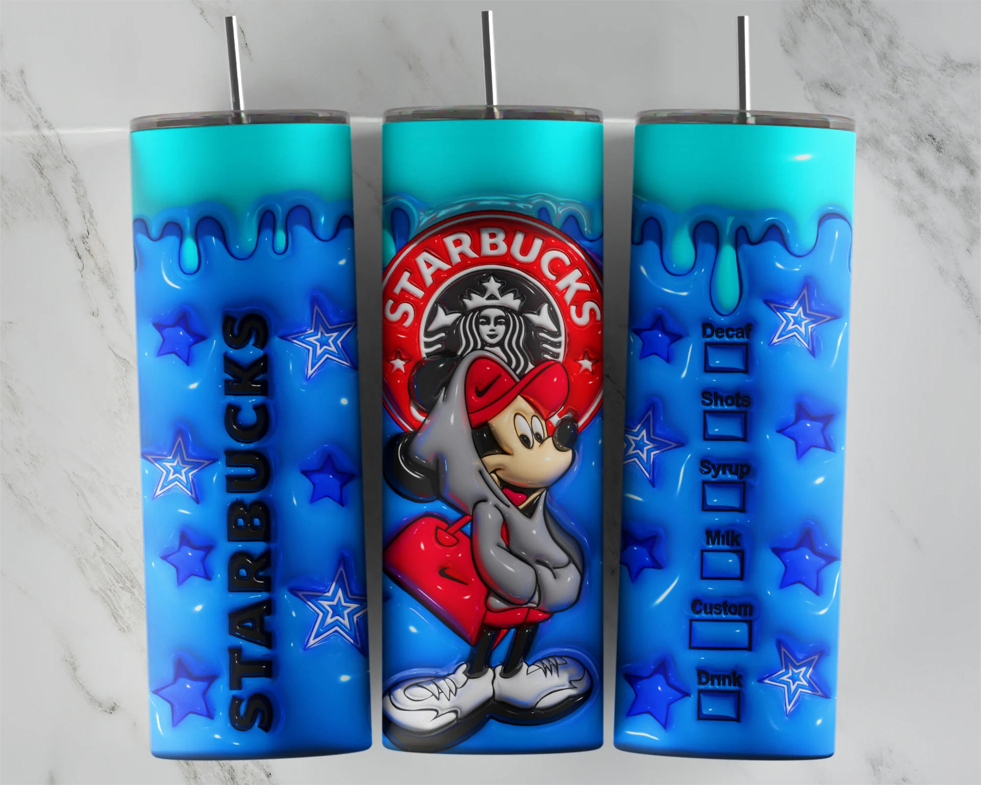3D Inflated Minnie 5 20 oz tumbler sublimation wrap